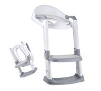 Relaxdays siège WC enfant avec marche, réglable 39-45 cm, gris/blanc | pliable, coussin, apprentissage propreté