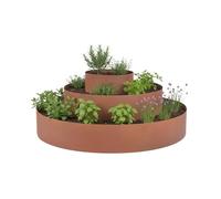Relaxdays Spirale à aromates en Acier Brun, 3 pièces, Ø 30/60/90 cm, h. 20 cm, Pyramide d'aromates Jardin