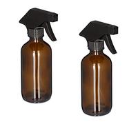 Relaxdays Spray Vide en Verre, Lot de 2, 230 ML, Jet Puissant et Large Brume, pour Cheveux ou Jardin, Marron