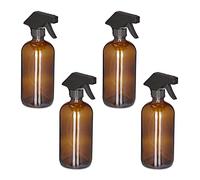 Relaxdays Spray Vide en Verre, Lot de 4, 500 ML, Jet Puissant et Large Brume, pour Cheveux ou Jardin, Marron