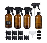 Relaxdays Spray Vide, Lot de 4, Polyvalent, pour l'entretien des Cheveux ou des Plantes, 250 ML, Marron et Noir