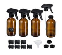Relaxdays Spray Vide, Lot de 4, Polyvalent, pour l'entretien des Cheveux ou des Plantes, 500 ML, Marron et Noir
