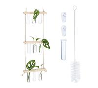 Relaxdays Station de Propagation pour Plantes, à Suspendre, étagères en Bois, 3 Niveaux, Nature - Transparent