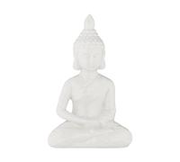 Relaxdays Statue bouddha de couleur blanche