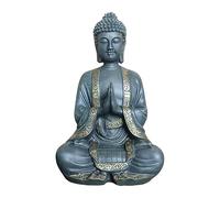 Relaxdays Statue Bouddha priant, 38 cm, polyrésine, résistante intempéries et Gel, déco Salon Jardin Vintage, Bronze-Or