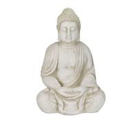 Relaxdays Statue bouddha XXL, assis, grand, jardin, 70 cm de haut, résistant aux intempéries et au gel, déco, crème