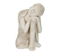 Relaxdays Statue bouddha XXL 61 cm, résistant aux intempéries et au gel, blanc crème