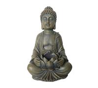 Relaxdays Statue de Bouddha Assis 30 cm, Jardin, Fleur de Lotus, déco Salon, résistante intempéries et Gel, Bronze