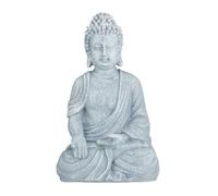 Relaxdays statue de Bouddha assis 40 cm déco Feng Shui résistante gel/intempéries grande statue de jardin gris clair