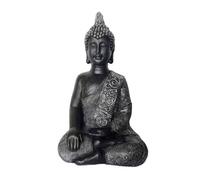 Relaxdays Statue de Bouddha assis 45 cm, statue de jardin vintage, résistante aux intempéries et au gel, anthracite