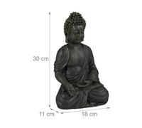 Relaxdays Statue De Bouddha Figurine De Bouddha Décoration Jardin Sculpture Zen Gris
