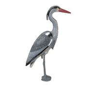 Relaxdays Statue de déco héron, protection contre les chasseurs de poissons, oiseau sur pied, étang, à planter, PE, gris