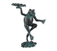 Relaxdays Statue de jardin Grenouille dansante sur un pied en fonte Taille M Vert