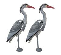 Relaxdays Statuette de héron, Lot de 2, Protection Contre Les Chasseurs de Poissons, avec Pied, à Planter, PE, Gris