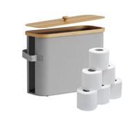 Relaxdays Stockage Papier Toilette, 12 Rouleaux, H x L x P : 33 x 45 x 16 cm, Tissu, Bambou, Panier Toilette, Gris