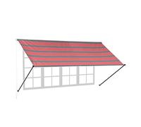 Relaxdays Store rétractable, HxL : 120 x 350 cm, Protection UV, Polyester, Ombre fenêtre, Balcon, Gris/Rouge
