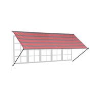 Relaxdays Store rétractable, HxL : 120 x 400 cm, Protection UV, Polyester, Ombre fenêtre, Balcon, Gris/Rouge
