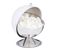 Relaxdays Sucrier avec couvercle roulant, acier brillant, sucre, sucreries, boîte de gateaux, rond,pour sucre,blanc.