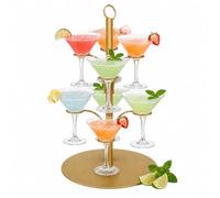 Relaxdays Support à Boissons doré, 8 Verres, en Acier, Porte-Verres | présentoir pour cocktails, spritz et vin