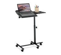 Relaxdays Support à Ordinateur, réglable en Hauteur, Roues, Plateau inclinable, pour PC, HxLxP : 65-85x61x40 cm, Noir