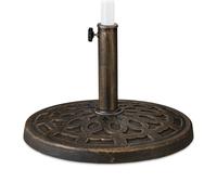 Relaxdays Support à parasol, pour des barres de 38-50 mm, résistant aux intempéries, Ø49,5cm, jardin, aspect fonte, brun