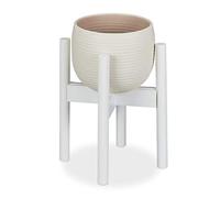 Relaxdays support bambou, réglage individuel, pots de fleurs jusqu’à 32 cm, présentoir, H: 35,5 cm, blanc, 1 élément
