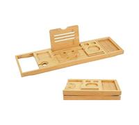 Relaxdays Tablette de bain extensible en bambou