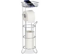 relaxdays Support de papier toilette argenté debout