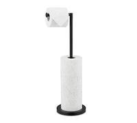 Relaxdays Support de Papier-Toilette, réserve de 4 Rouleaux, Support Vertical avec Pied, 57x21,5x16,5 cm, en Fer, Noir