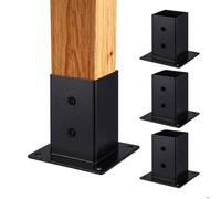 Relaxdays support de poteau, lot de 4, galvanisé, à visser, protection bois 9 x 9 cm, pied en acier, noir