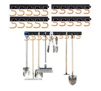 Relaxdays Support mural pour outils de jardin, 20 crochets, 4 barres, H x L x P : 5x43x2 cm, noir/orange