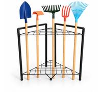 Relaxdays Support outils de jardin, pour 29 outils, coins & niches, noir | Râtelier de garage et d'abri, H x L x P : 59,5 x 65 x 47 cm, acier enduit de poudre, 2 niveaux grillagés, charge 10 kg