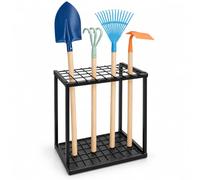 Relaxdays Support outils de jardin, pour 36 outils à long manche, noir | Râtelier de garage et d'abri, H x L x P : 57,5 x 42 x 32 cm, acier enduit de poudre, 2 niveaux grillagés, charge 10 kg