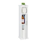 Relaxdays Support Papier Toilette, 2 Compartiments, H x L x P : 77x18,5x17,5 cm, Porte-Papier WC, Blanc - argenté