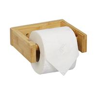 Relaxdays Support Papier Toilette en Bambou, Nature | pour salle de bains & WC, mural, autocollant, HxLxP: 5x16x13 cm
