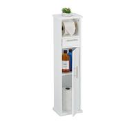 Relaxdays Support Papier Toilette, Non Fixe, 2 Compartiments & Un tiroir, 87,5x22x17,5 cm, Rangement, Blanc - argenté