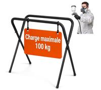 Relaxdays Support Peinture, Pliable, réglable, Noir | H : 80-102 cm, acier, 100 kg, chevalet auto, support pare-brise