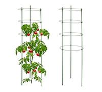 Relaxdays Support Plantes grimpantes, Lot de 2, 4 Anneaux, HxD : 91x28 cm, Fleurs et Cultures, métal et Plastique, Vert