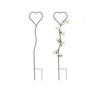 Relaxdays Support Plantes grimpantes, Lot de 2, Forme cœur, H x l : 116 x 22 cm, Treillis métal autoportant, Noir