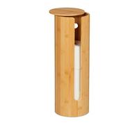 Relaxdays Support pour 4 Rouleaux de Papier Toilette, Couvercle, en Bambou, H x D : 42 x 14,5 cm, Nature