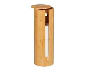 Relaxdays Support pour 4 Rouleaux de Papier Toilette, Couvercle, en Bambou, H x D : 42 x 14,5 cm, Nature