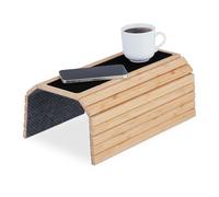 Relaxdays Support pour accoudoir, Bambou, Tablette pour canapé ou Fauteuil, L x P : 42 x 34 cm, Repose-Boissons, Nature