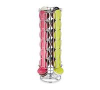 Relaxdays Support pour Capsules, 28 dosettes, pivotant, Rangement en métal, H x D : 37 x 15 cm, argenté