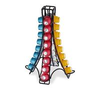 Relaxdays Support pour Capsules, 32 dosettes, Rangement en métal, H x L x P : 30 x 21,5 x 21,5 cm, Noir