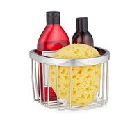 Relaxdays Support pour Douche, Acier Inoxydable, Mural, HxLxP: 11,5x16x16, pour shampoing, Gel Douche et Savon, argenté