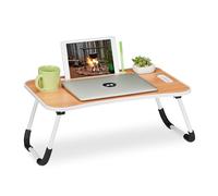 Relaxdays Support pour lit & canapé, H x L x P : 26 x 63 x 40 cm, Tablette Pliable, pour Ordinateur, Nature - Blanc