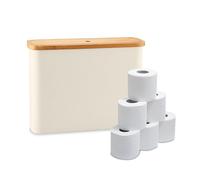 Relaxdays Support pour Papier Toilette, 12 Rouleaux, H x L x P : 34,5 x 45 x 15 cm, Tissu, Bambou, Beige