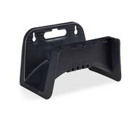 Relaxdays Support pour tuyau, mural en plastique, suspension pour tuyau d’arrosage de jardin, HlP 14 x 24 x 16 cm, noir