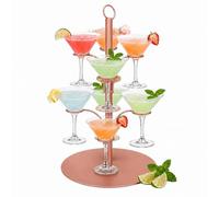 Relaxdays Support pour Verres en Acier, 8 Verres, Spritz et vin | porte-verres or rose pour cocktails