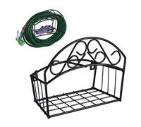 relaxdays Support Tuyau d’arrosage, Montage Mural, pour 30 m & 5/8", Enrouleur, dévidoir, métal, pour Le Jardin, Noir